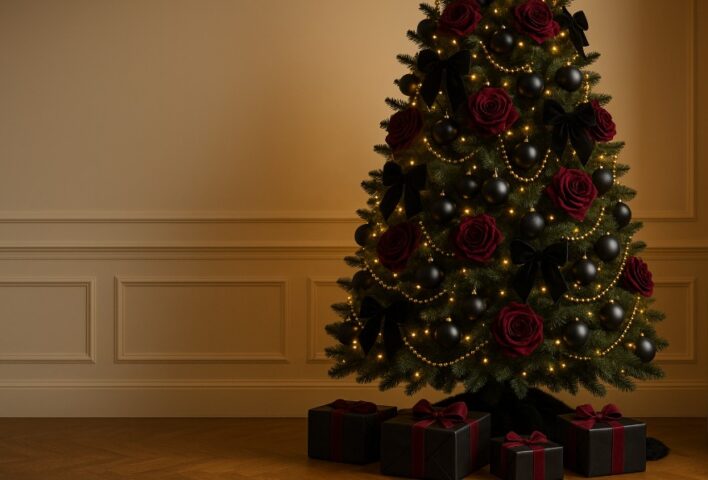 Black & Burgundy Christmas Tree