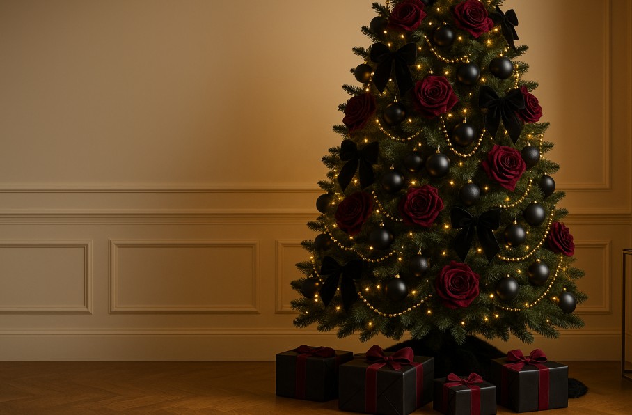 Black & Burgundy Christmas Tree