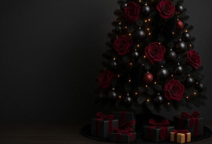 Black & Burgundy Christmas Tree