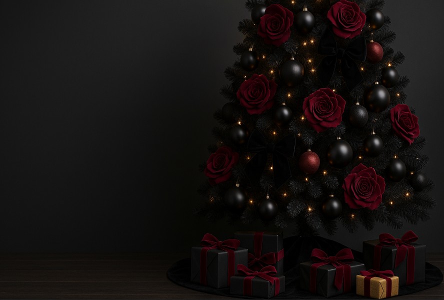 Black & Burgundy Christmas Tree