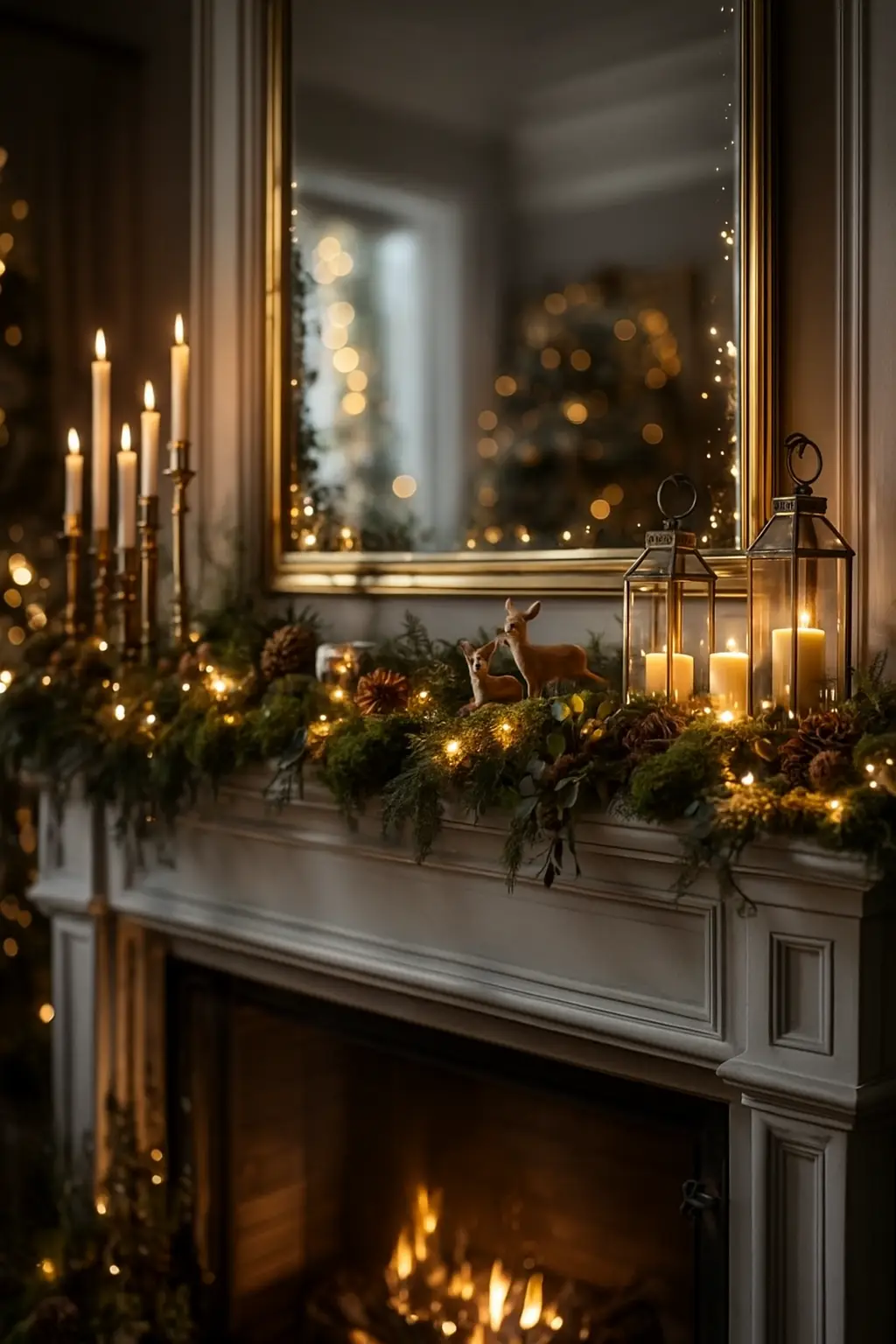 Cozy Woodland Mantel Scene