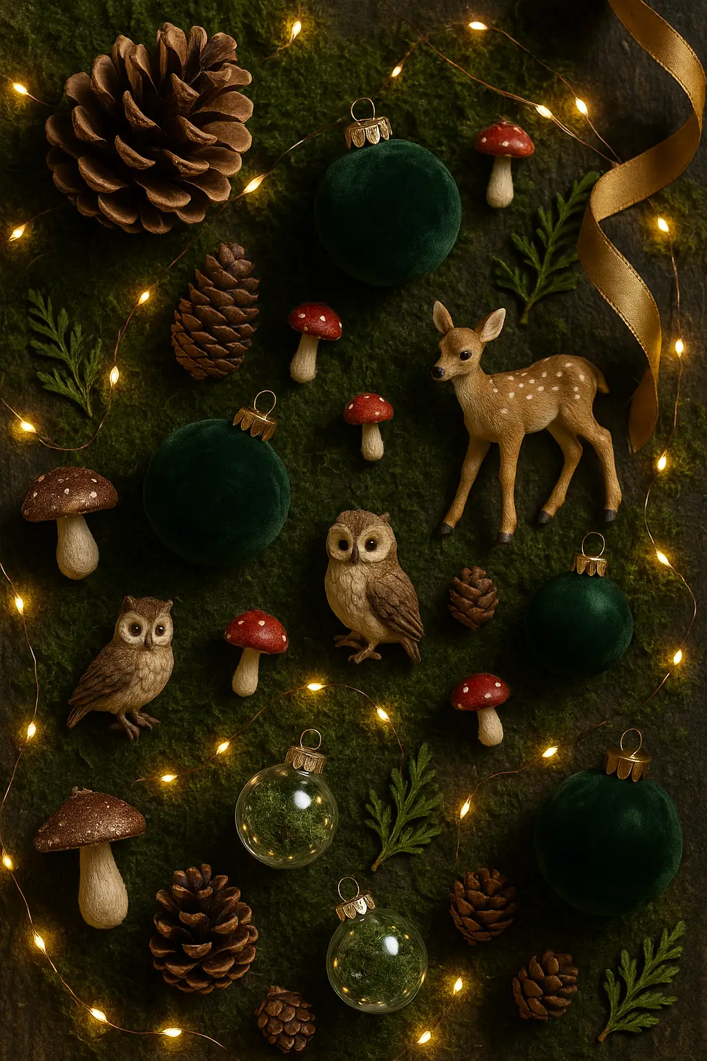 Flatlay of Enchanted Forest Decor Elements