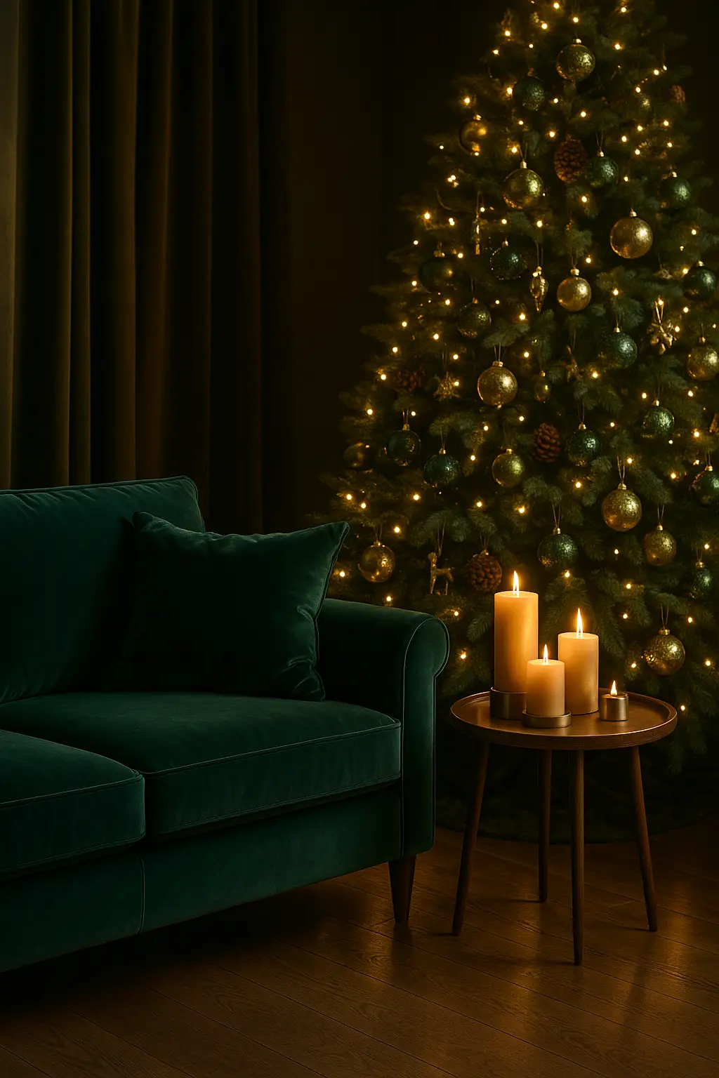 Lux Emerald & Gold Living Room View