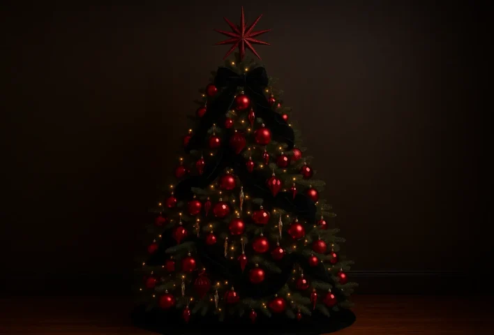 Midnight Red & Black Velvet Christmas Tree Ideas (2026 Luxe Holiday Look)