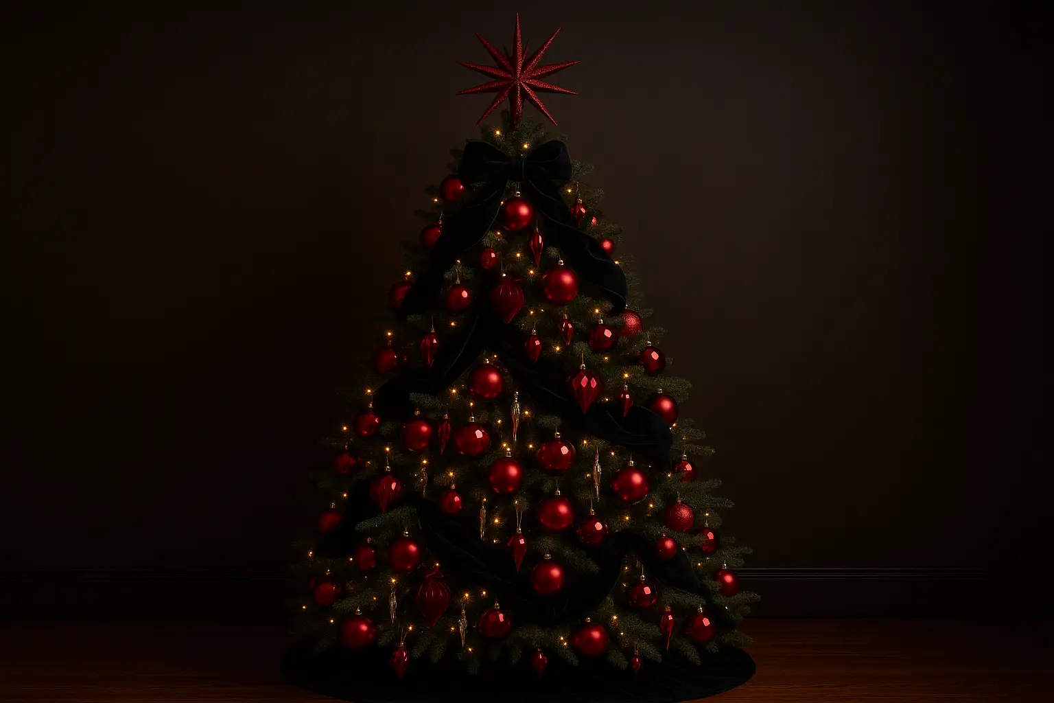 Midnight Red & Black Velvet Christmas Tree Ideas (2026 Luxe Holiday Look)